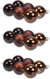 Othmar decorations 24x stuks glazen kerstballen mahonie bruin 8 cm mat glans Kerstbal