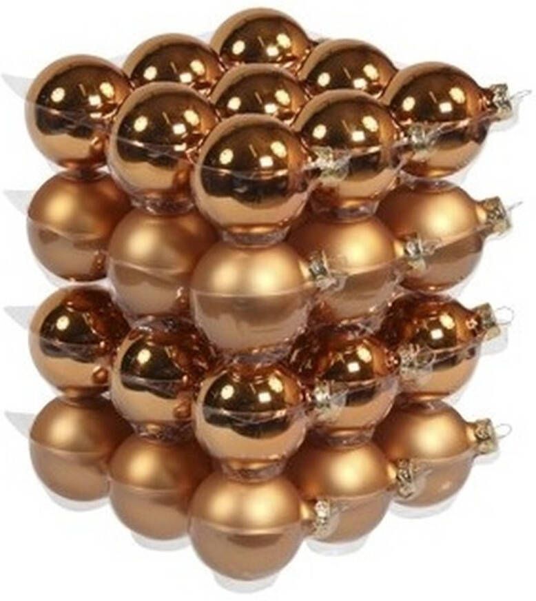 Othmar decorations 36x Glazen kerstballen mat en glans koper 6 cm Kerstbal