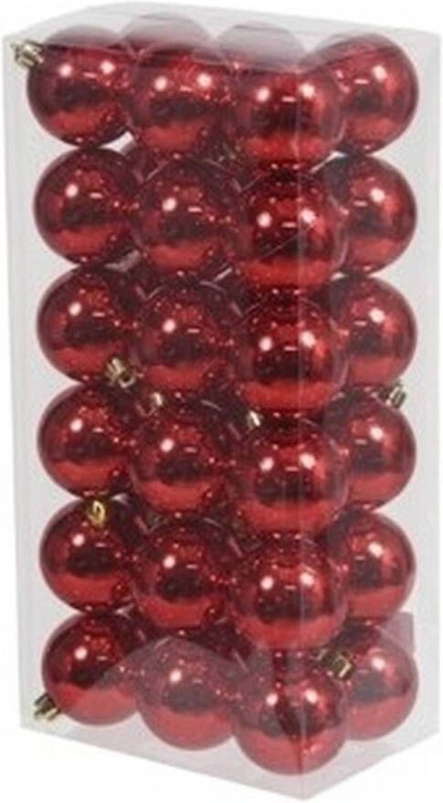 Othmar decorations 36x Kunststof kerstballen glanzend rood 6 cm kerstboom versiering decoratie Kerstbal