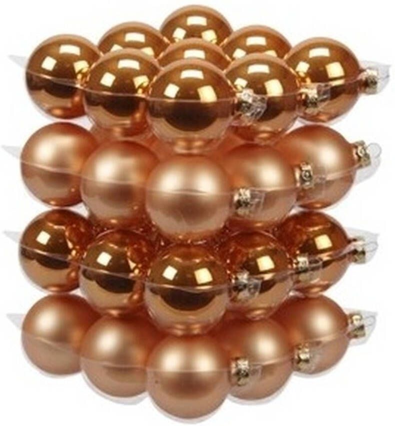 Othmar decorations 36x Glazen kerstballen mat en glans oranje 6 cm Kerstbal