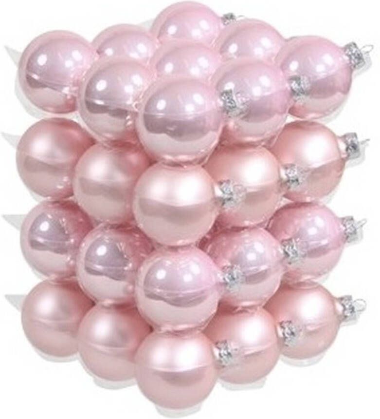 Othmar decorations 36x Glazen kerstballen mat en glans roze 6 cm Kerstbal