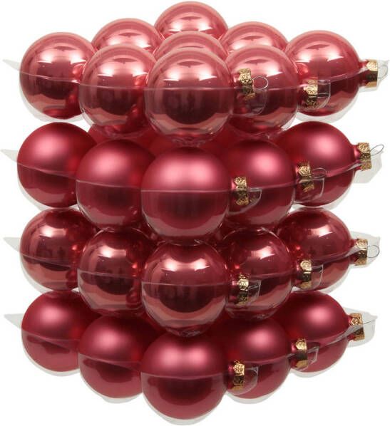 Othmar decorations 36x stuks glazen kerstballen bubblegum roze 6 cm mat glans Kerstbal