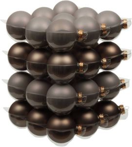 Othmar decorations 36x stuks glazen kerstballen eucalyptus grijs bruin 6 cm mat glans Kerstbal