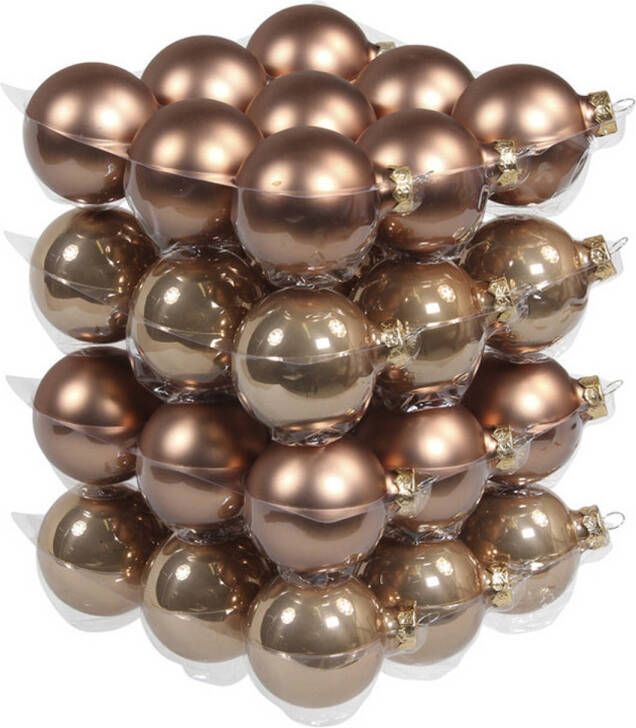 Othmar decorations 36x stuks glazen kerstballen ginger bruin 6 cm mat glans Kerstbal