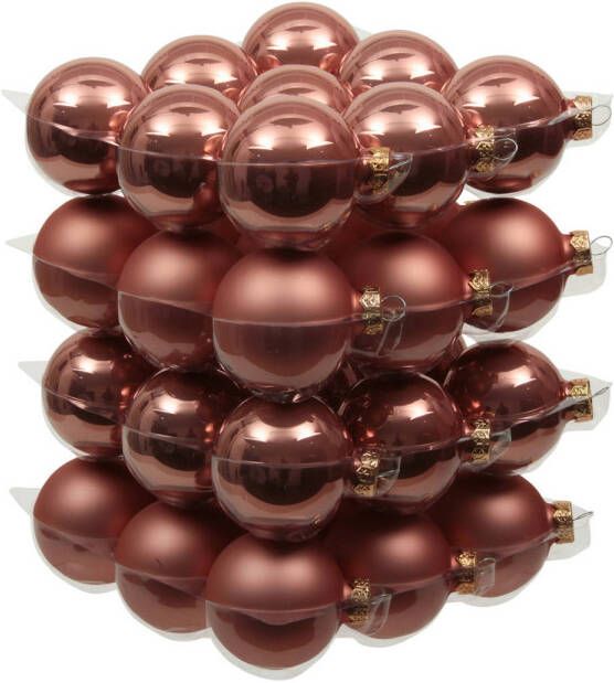 Othmar decorations 36x stuks glazen kerstballen koraal roze 6 cm mat glans Kerstbal