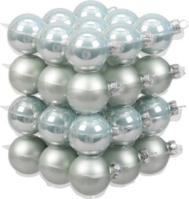 Othmar decorations 36x stuks glazen kerstballen mintgroen (oyster grey) 4 cm mat glans Kerstbal