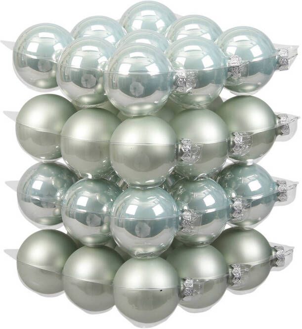 Othmar decorations 36x stuks glazen kerstballen mintgroen (oyster grey) 6 cm mat glans Kerstbal