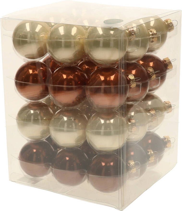 Othmar decorations 36x stuks glazen kerstballen natuurtinten (opal natural) 6 cm mat glans Kerstbal