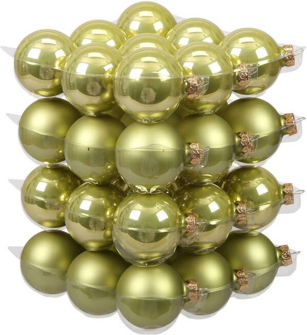 Othmar decorations 36x stuks glazen kerstballen salie groen (oasis) 6 cm mat glans Kerstbal