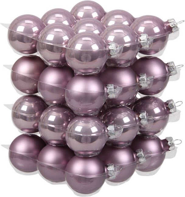 Othmar decorations 36x stuks glazen kerstballen salie paars (lilac sage) 4 cm mat glans Kerstbal