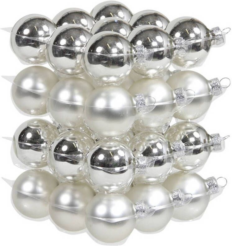 Othmar decorations 36x Zilveren glazen kerstballen 4 cm mat glans Kerstbal