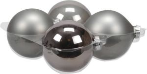 Othmar decorations 4x stuks glazen kerstballen titanium grijs 10 cm mat glans Kerstbal