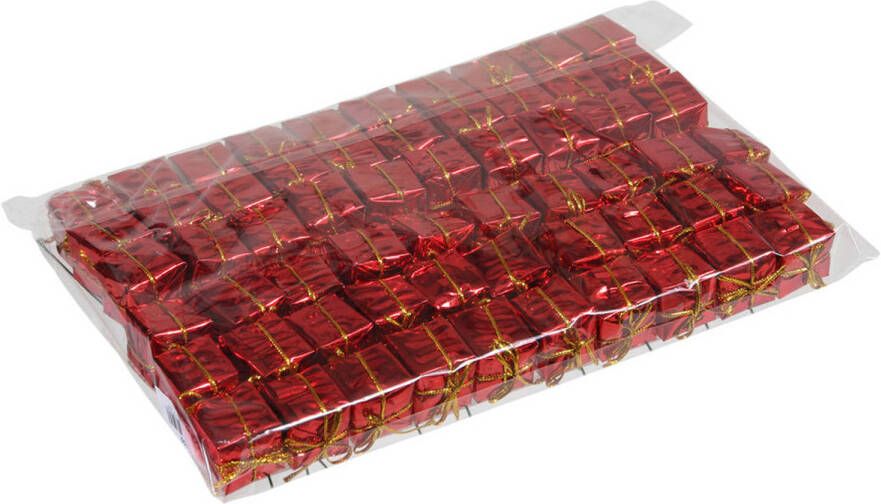 Othmar decorations 60x stuks decoratie prikkers mini cadeautjes rood 2 5 cm Kerststukjes