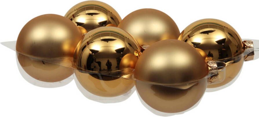 Othmar decorations 6x stuks glazen kerstballen goud 8 cm mat glans Kerstbal