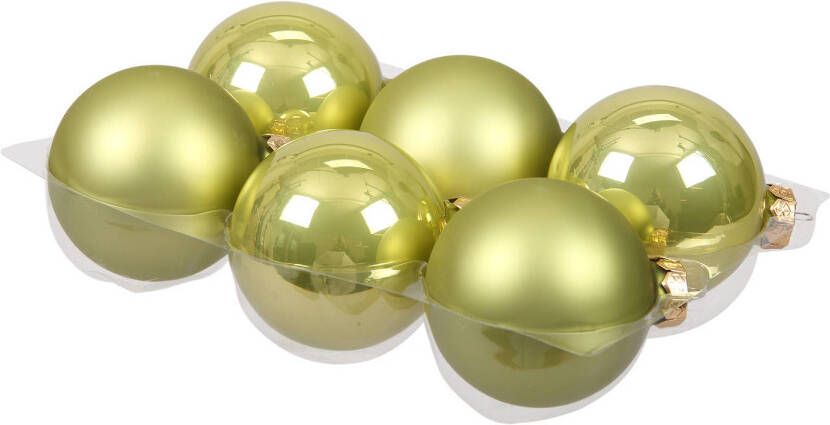 Othmar decorations 12x stuks glazen kerstballen salie groen (oasis) 8 cm mat glans Kerstbal