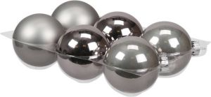 Othmar decorations 6x Stuks Glazen Kerstballen Titanium Grijs 8 Cm Mat glans Kerstbal