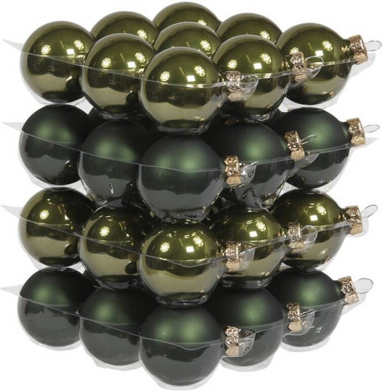 Othmar decorations 72x Donker groene glazen kerstballen 4 cm mat glans Kerstbal