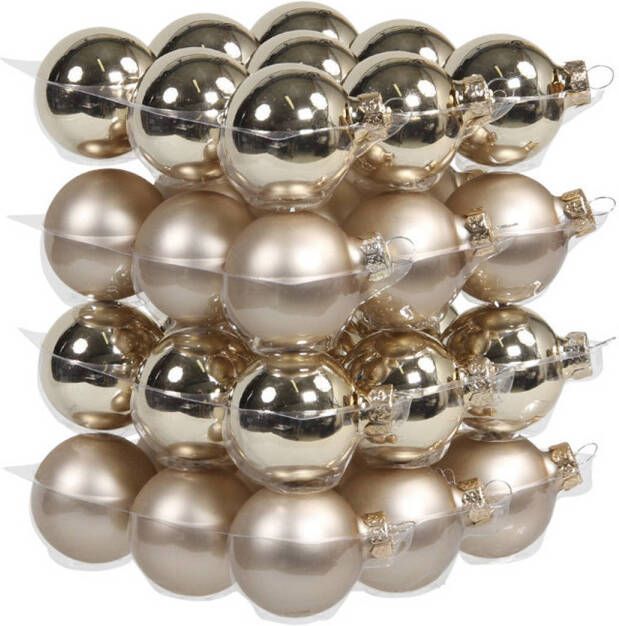 Othmar decorations 72x stuks glazen kerstballen licht champagne (autumn blonde) 4 cm mat glans Kerstbal