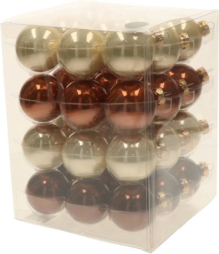 Othmar decorations 72x stuks glazen kerstballen natuurtinten (opal natural) 6 cm mat glans Kerstbal
