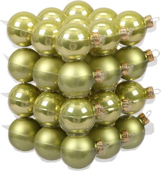 Othmar decorations 72x stuks glazen kerstballen salie groen (oasis) 4 cm mat glans Kerstbal
