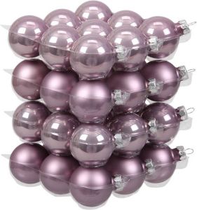 Othmar decorations 72x stuks glazen kerstballen salie paars (lilac sage) 4 cm mat glans Kerstbal