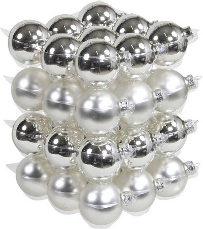 Othmar decorations 72x Zilveren glazen kerstballen 6 cm mat glans Kerstbal