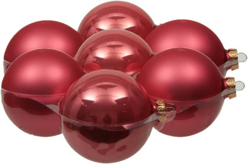 Othmar decorations 8x stuks glazen kerstballen bubblegum roze 10 cm mat glans Kerstbal