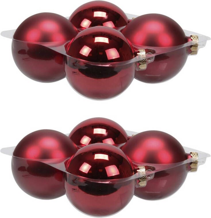 Othmar decorations 8x stuks glazen kerstballen rood 10 cm mat glans Kerstbal