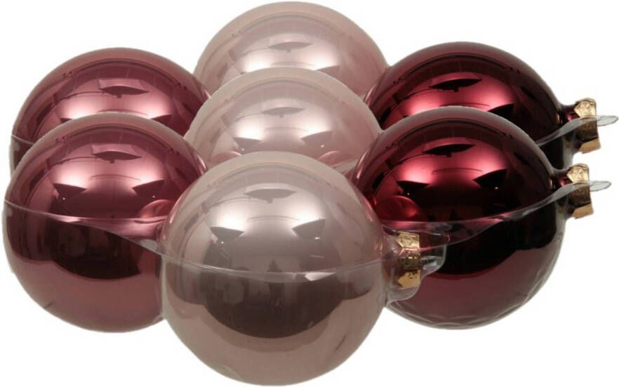 Othmar decorations 8x stuks glazen kerstballen roze tinten 10 cm mat glans Kerstbal