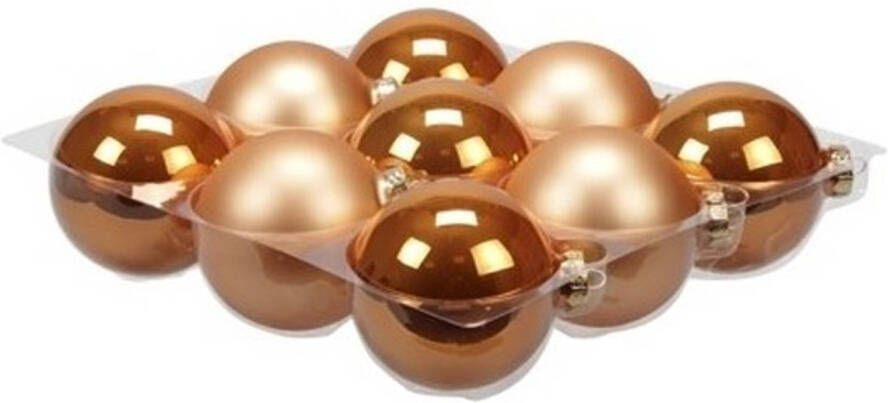 Othmar decorations 9x Glazen kerstballen mat en glans oranje 10 cm Kerstbal