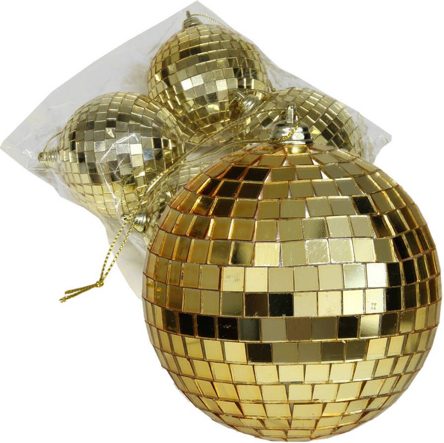 Othmar decorations disco kerstballen 4x goud 8 cm kunststof Kerstbal