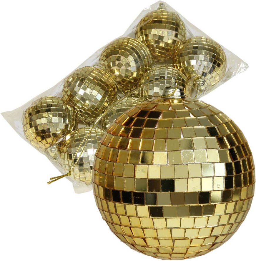 Othmar decorations disco kerstballen 8x goud 6 cm kunststof Kerstbal