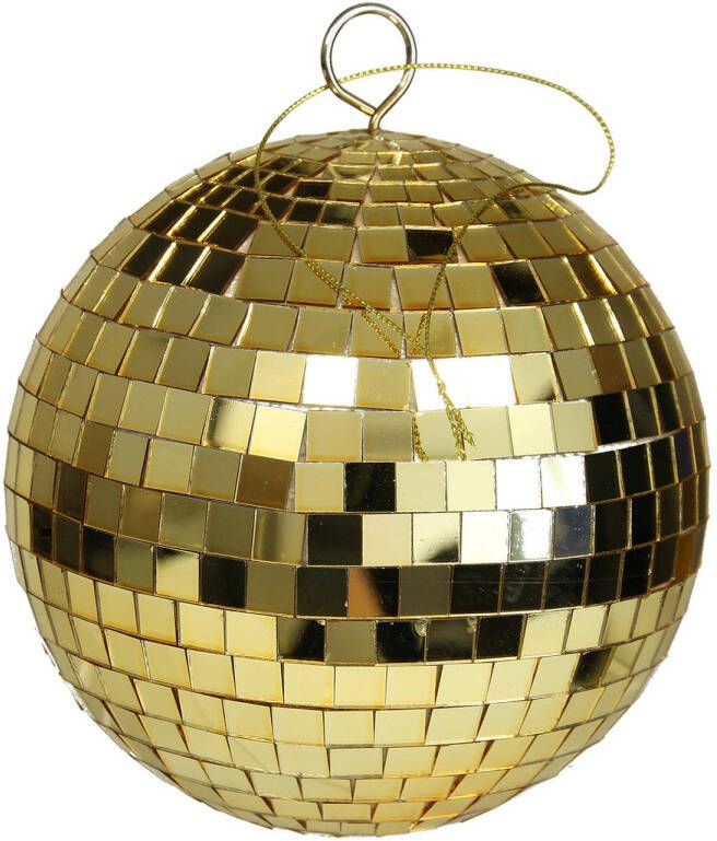Othmar decorations disco kerstballen goud 15 cm kunststof Kerstbal