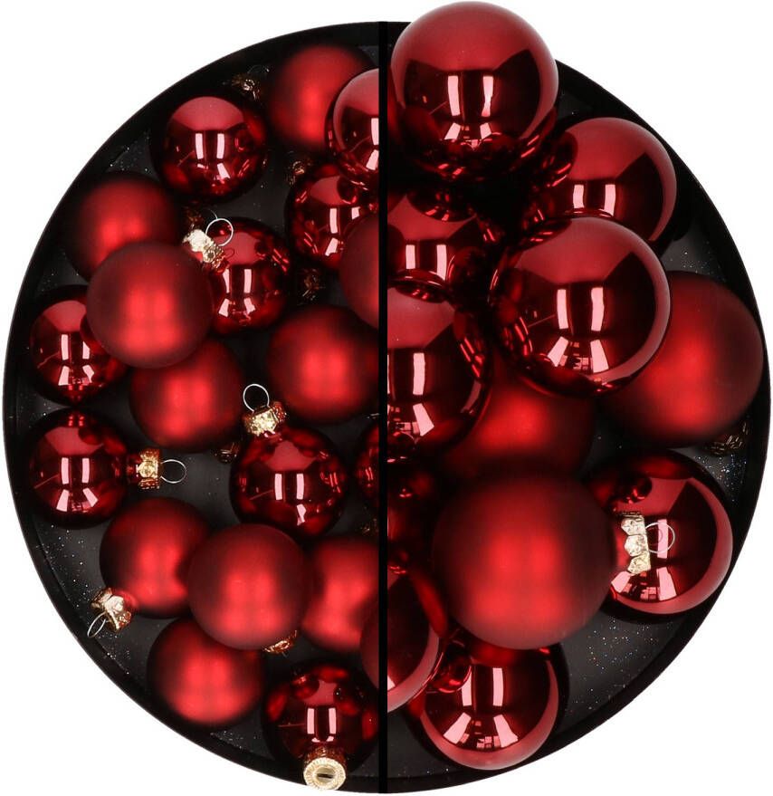 Othmar decorations kerstballen 66x st rood glas 4 en 6 cm Kerstbal