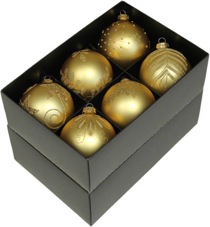 Othmar decorations kerstballen gedecoreerd 12x 8 cm goud Kerstbal