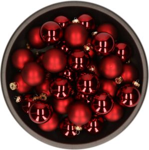 Othmar decorations Kerstballen Set Van Glas 36x Stuks Bordeaux Rood 6 Cm Kerstbal