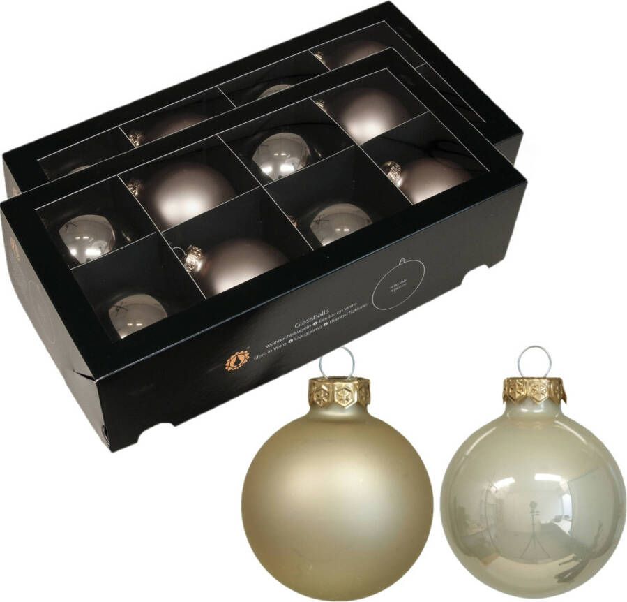 Othmar decorations Kerstballen van glas 16x licht champagne 8 cm -milieubewust Kerstbal