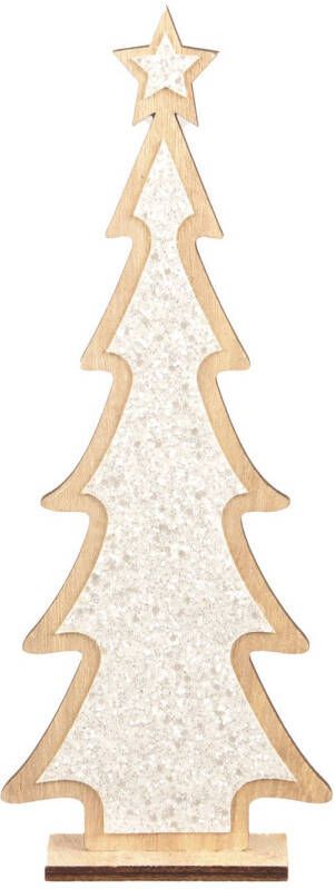 Othmar decorations Kerstdecoratie houten kerstboom glitter wit 35 5 cm Houten kerstbomen