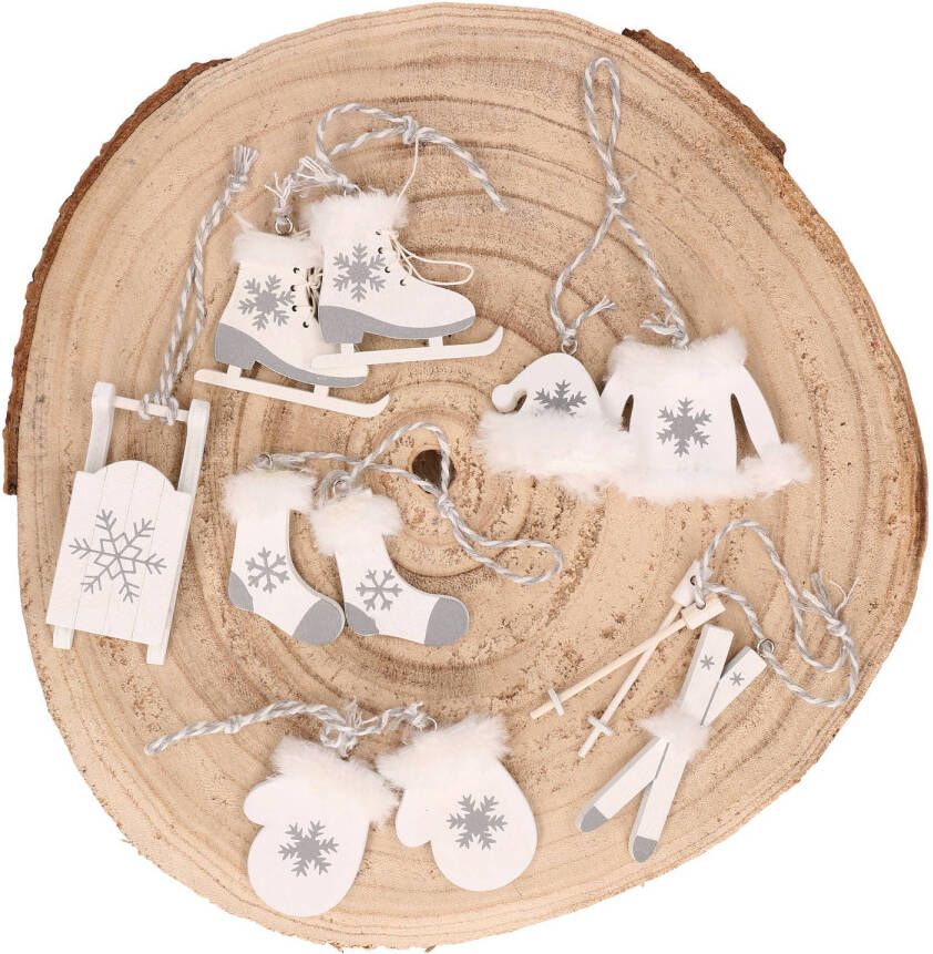 Othmar decorations kersthangers winter 6x- wit -hout 8 cm Kersthangers