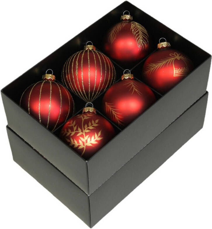 Othmar decorations luxe kerstballen gedecoreerd 12x 8 cm rood Kerstbal
