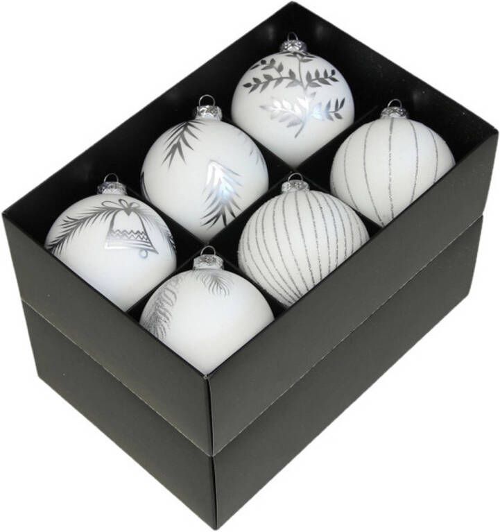 Othmar decorations luxe kerstballen gedecoreerd 12x 8 cm wit Kerstbal