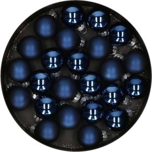 Othmar decorations mini kerstballen van glas 24x donkerblauw 2 5 cm Kerstbal