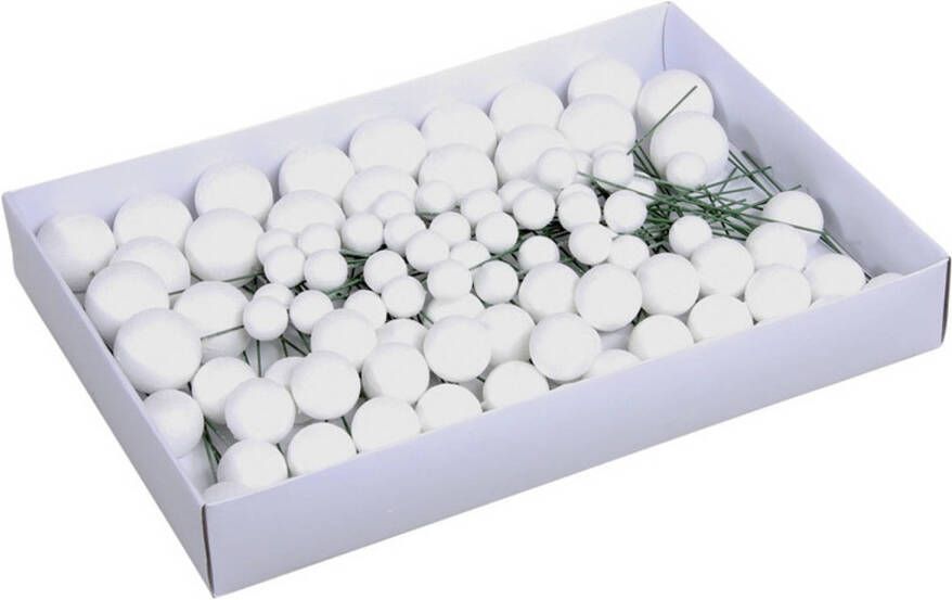 Othmar decorations Voordeelverpakking witte glitter kerstballetjes instekers 2 3 en 4 cm Kerststukjes