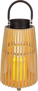 Out of the Blue Lantaarn windlicht bamboe met LED kaars 19 5 x 32 5 cm naturel Sfeervolle lantaarn voor binnen buiten Lantaarns