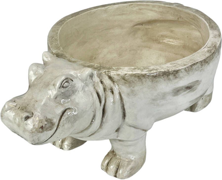 Parlane Schaal Hippo Nijlpaard Keramiek Donkergrijs 40 x 25 x 16 5 cm