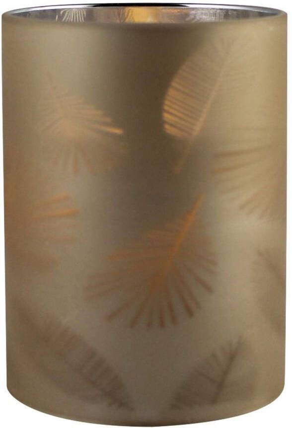 PEHA 1x stuks luxe led kaarsen in goud bladeren glas D7 x H10 cm LED kaarsen