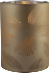 Peha 1x stuks luxe led kaarsen in goud bladeren glas D7 x H10 cm Woondecoratie Elektrische kaarsen LED kaarsen