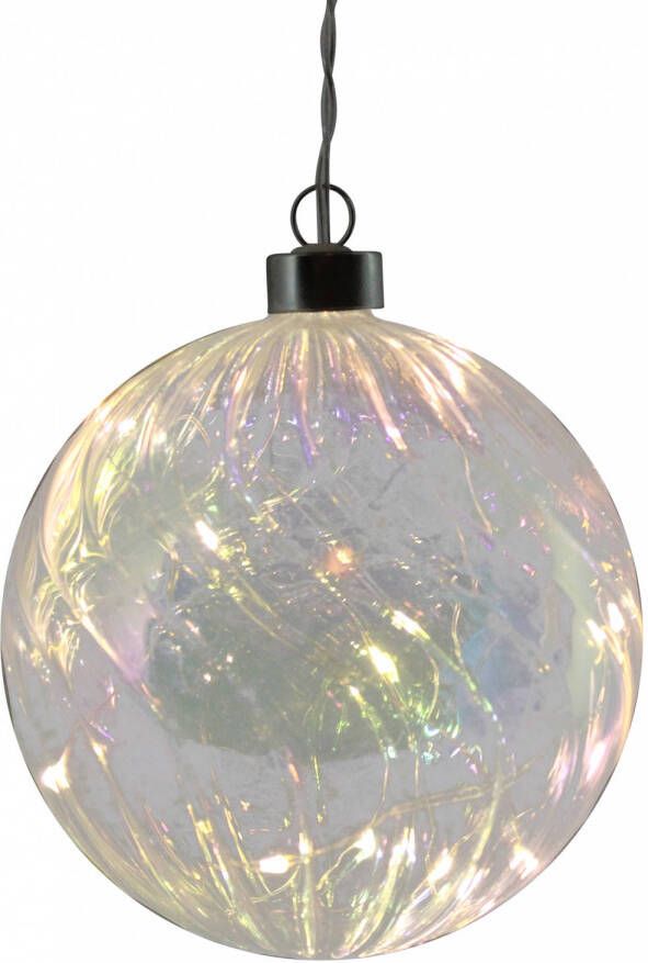 PEHA kerstbal met patroon led 12 cm glas parelmoer