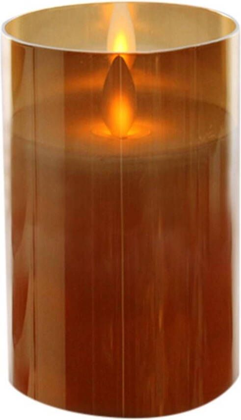PEHA Luxe LED kaars stompkaars in gouden glas H12 5 cm flakkerend LED kaarsen