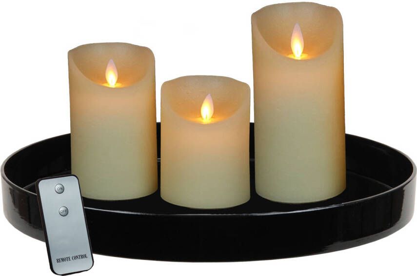 PEHA Zwart kunststof dienblad inclusief LED kaarsen ivoor wit LED kaarsen